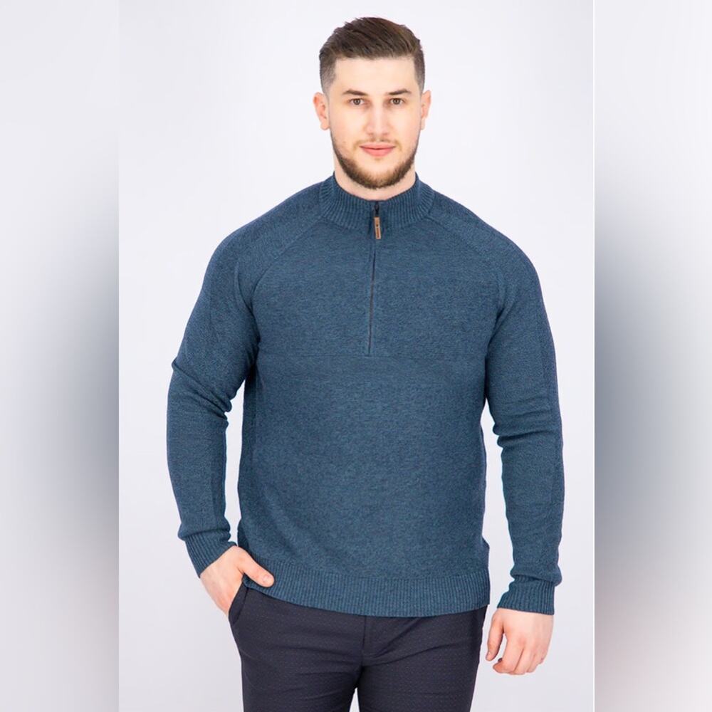 Smartwool Men's Ripple Ridge Half Zip Sweater blue heather Pullover Merino Wool‎